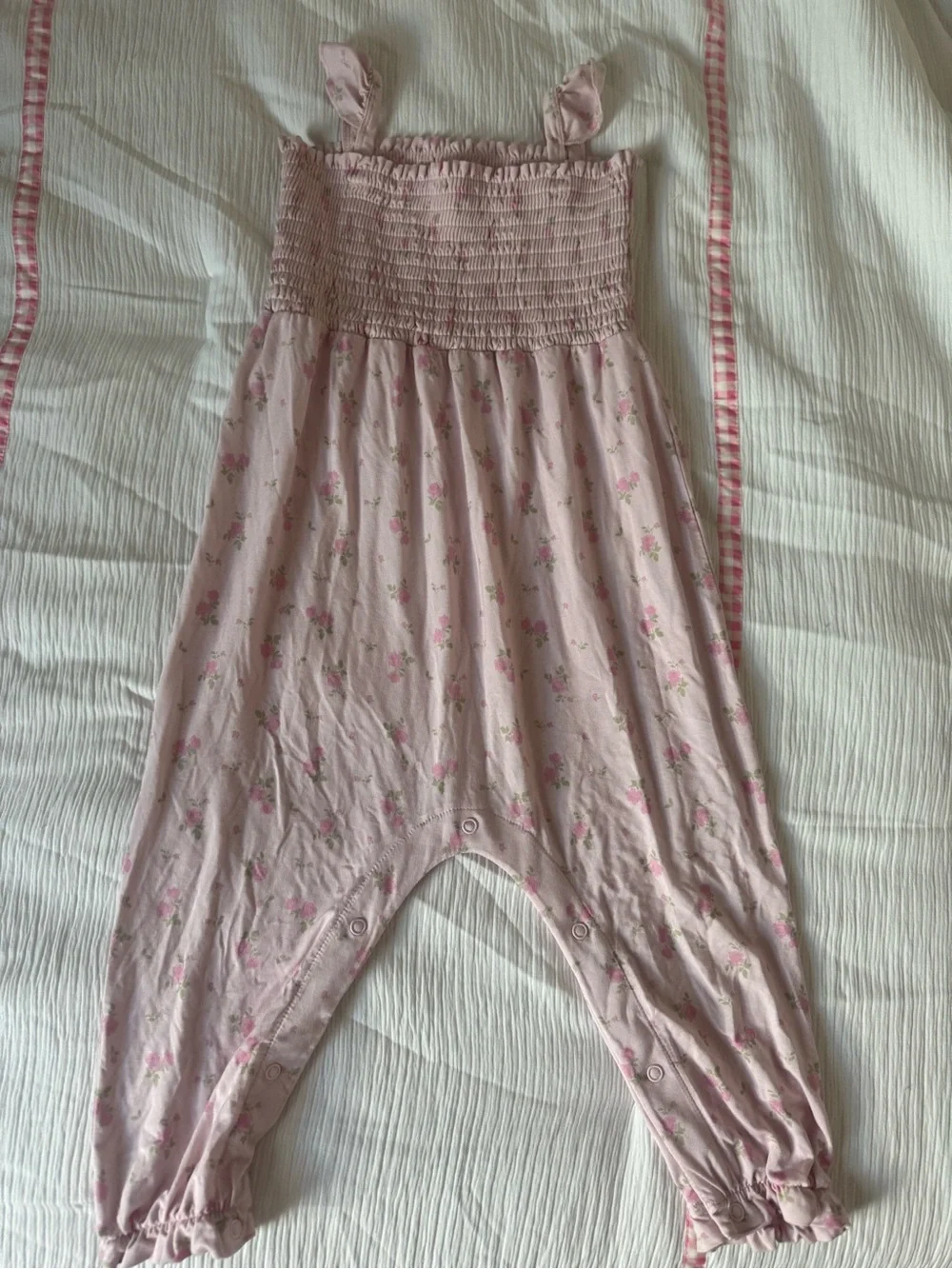 In my Jammers Pink Floral Smocked Romper - Picture 1 of 7